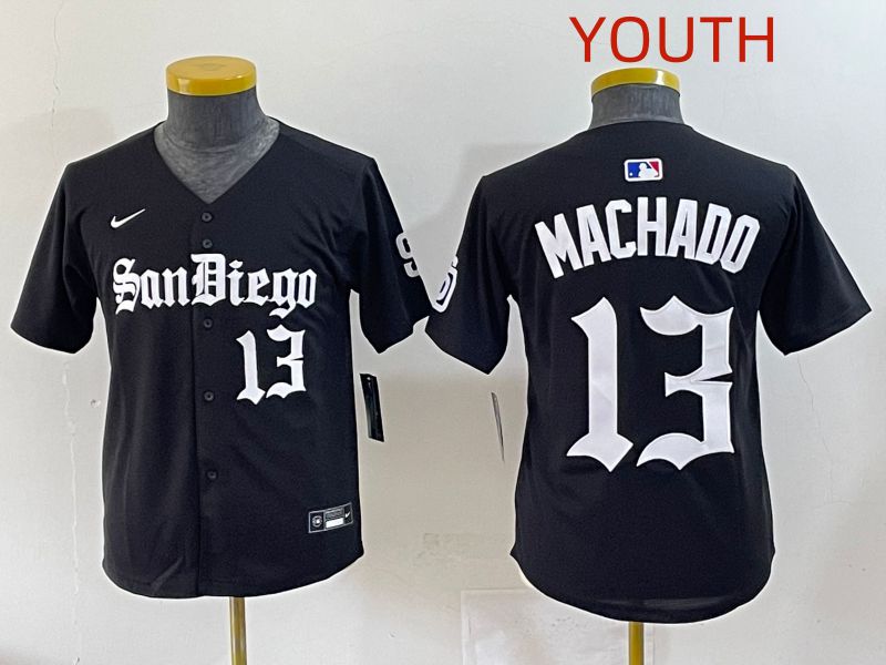 Youth 2025 San Diego Padres #13 Machado Black Five generations Joint Name Nike MLB Jersey style 11